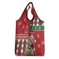 Slovakia Christmas Grocery Bag Brown Bear Mix Argyle Pattern