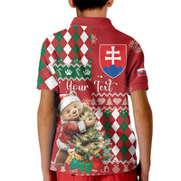 Personalised Slovakia Christmas Kid Polo Shirt Brown Bear Mix Argyle Pattern - Wonder Print Shop