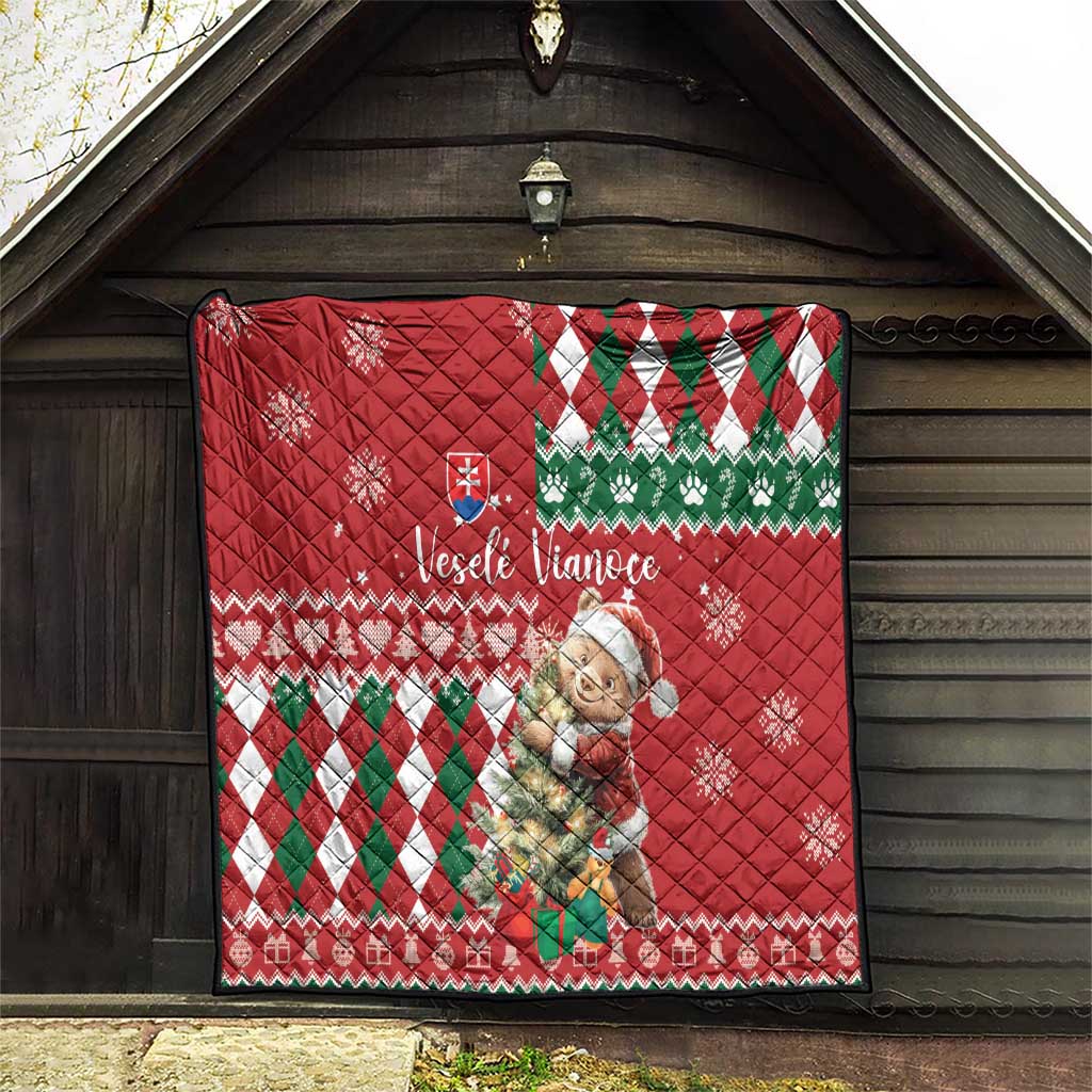 Slovakia Christmas Quilt Brown Bear Mix Argyle Pattern - Wonder Print Shop