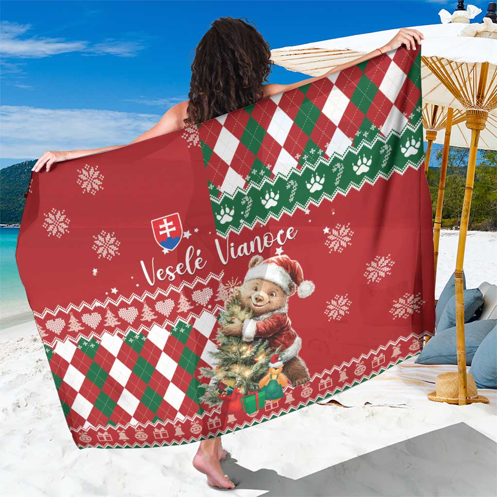 Slovakia Christmas Sarong Brown Bear Mix Argyle Pattern - Wonder Print Shop