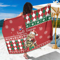 Slovakia Christmas Sarong Brown Bear Mix Argyle Pattern - Wonder Print Shop
