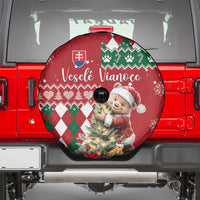 Slovakia Christmas Spare Tire Cover Brown Bear Mix Argyle Pattern - Wonder Print Shop