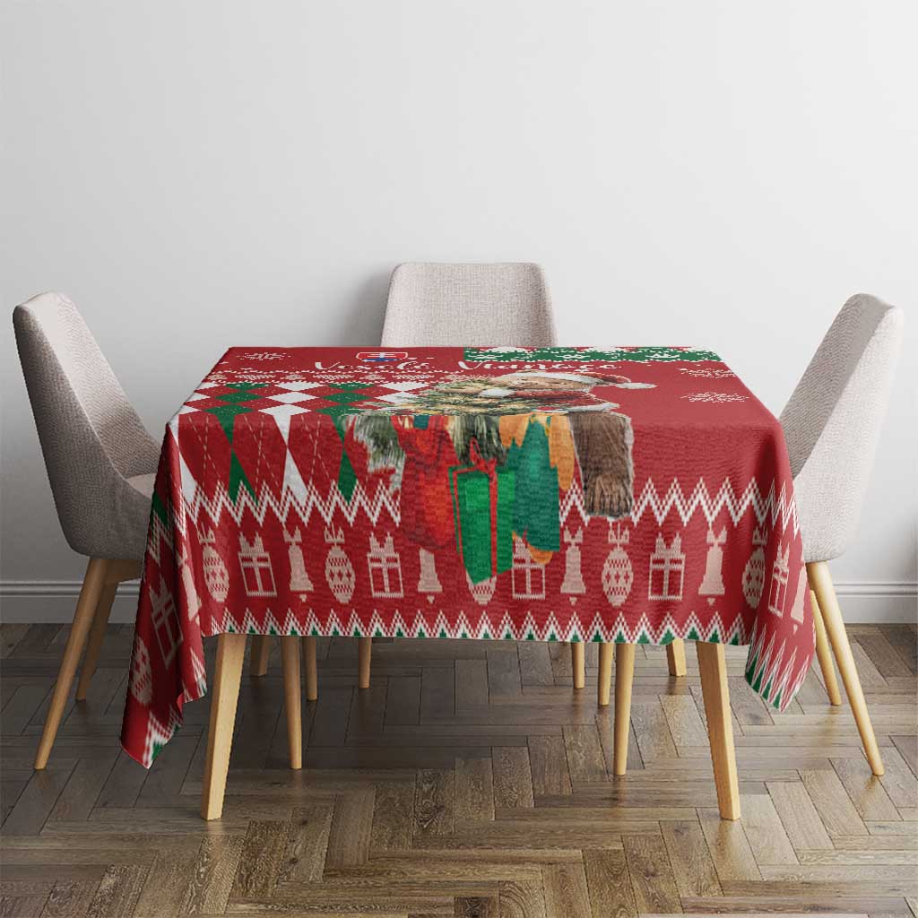 Slovakia Christmas Tablecloth Brown Bear Mix Argyle Pattern - Wonder Print Shop