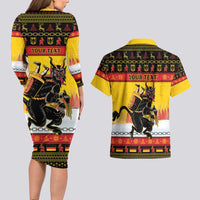 Personalised Germany Christmas Couples Matching Long Sleeve Bodycon Dress and Hawaiian Shirt Merry Krampus - Wonder Print Shop
