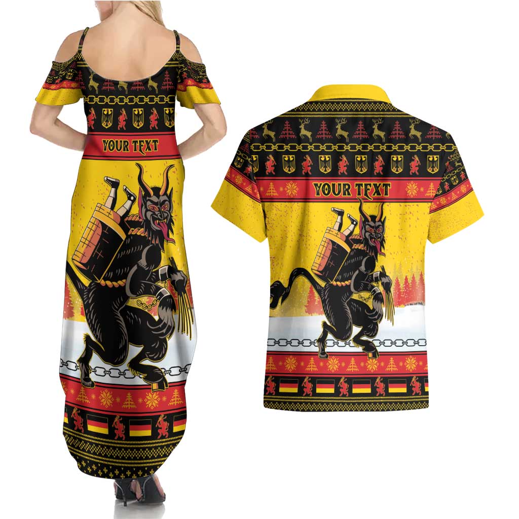 Personalised Germany Christmas Couples Matching Summer Maxi Dress and Hawaiian Shirt Merry Krampus - Wonder Print Shop