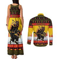 Personalised Germany Christmas Couples Matching Tank Maxi Dress and Long Sleeve Button Shirt Merry Krampus - Wonder Print Shop