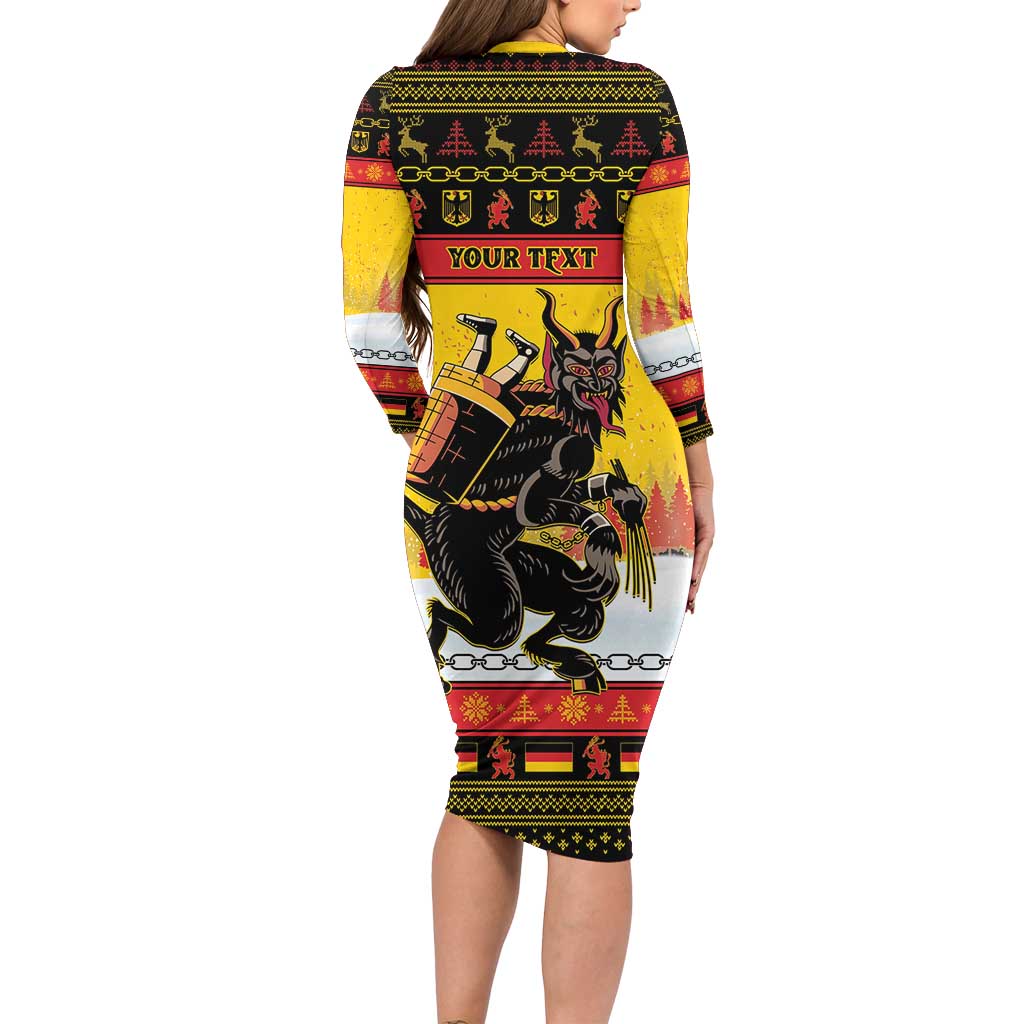Personalised Germany Christmas Family Matching Long Sleeve Bodycon Dress and Hawaiian Shirt Merry Krampus - Wonder Print Shop