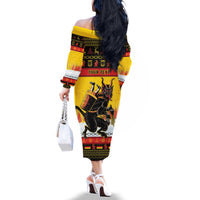 Personalised Germany Christmas Family Matching Off The Shoulder Long Sleeve Dress and Hawaiian Shirt Merry Krampus - Wonder Print Shop