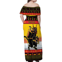 Personalised Germany Christmas Family Matching Off Shoulder Maxi Dress and Hawaiian Shirt Merry Krampus - Wonder Print Shop