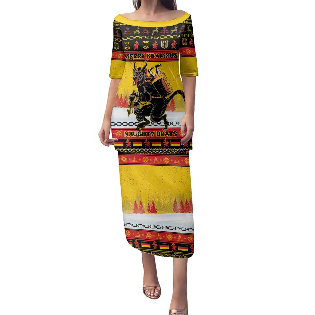 Personalised Germany Christmas Family Matching Puletasi and Hawaiian Shirt Merry Krampus - Wonder Print Shop