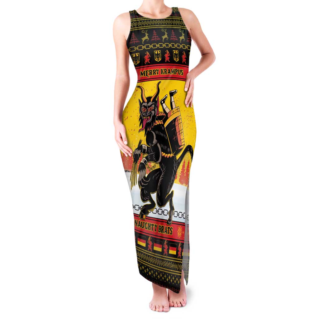 Personalised Germany Christmas Family Matching Tank Maxi Dress and Hawaiian Shirt Merry Krampus - Wonder Print Shop