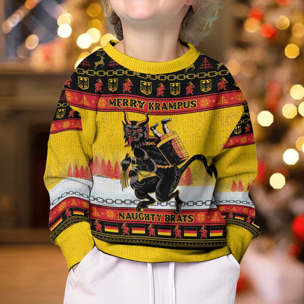 Personalised Germany Christmas Kid Ugly Christmas Sweater Merry Krampus - Wonder Print Shop