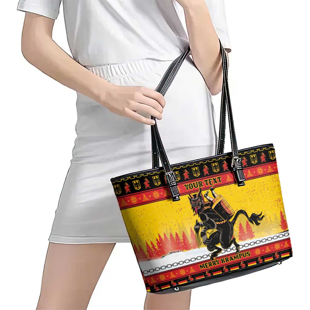 Personalised Germany Christmas Leather Tote Bag Merry Krampus - Wonder Print Shop