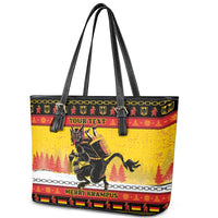 Personalised Germany Christmas Leather Tote Bag Merry Krampus - Wonder Print Shop