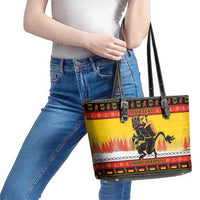 Personalised Germany Christmas Leather Tote Bag Merry Krampus - Wonder Print Shop