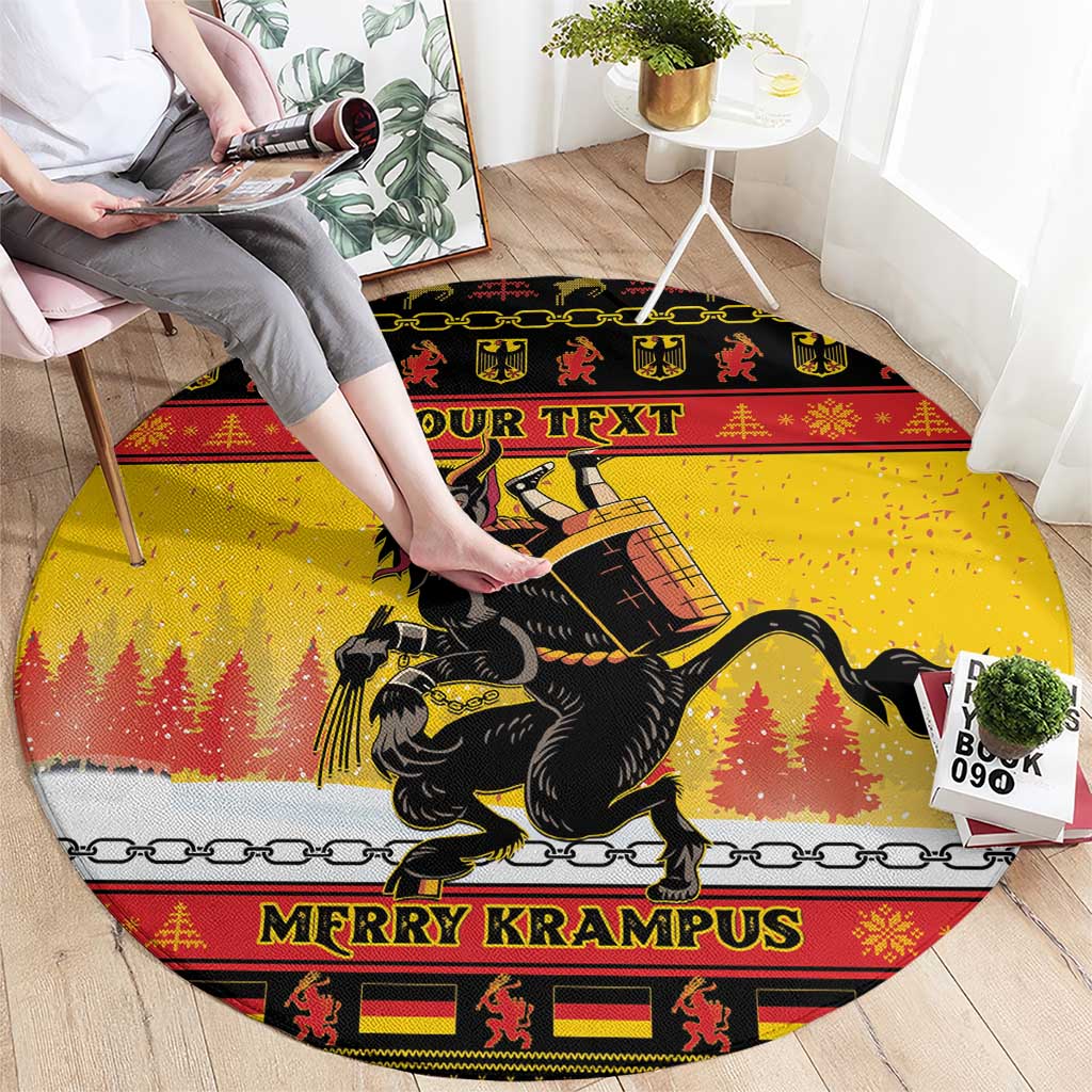 Personalised Germany Christmas Round Carpet Merry Krampus