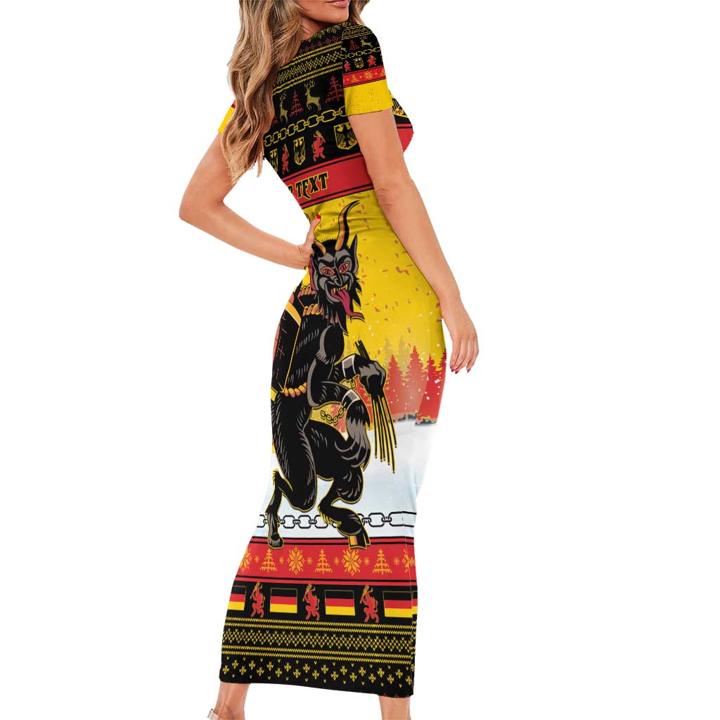 Personalised Germany Christmas Short Sleeve Bodycon Dress Merry Krampus - Wonder Print Shop