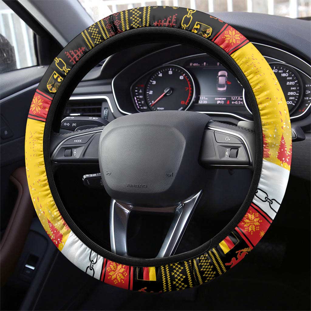 Germany Christmas Steering Wheel Cover Merry Krampus - Wonder Print Shop