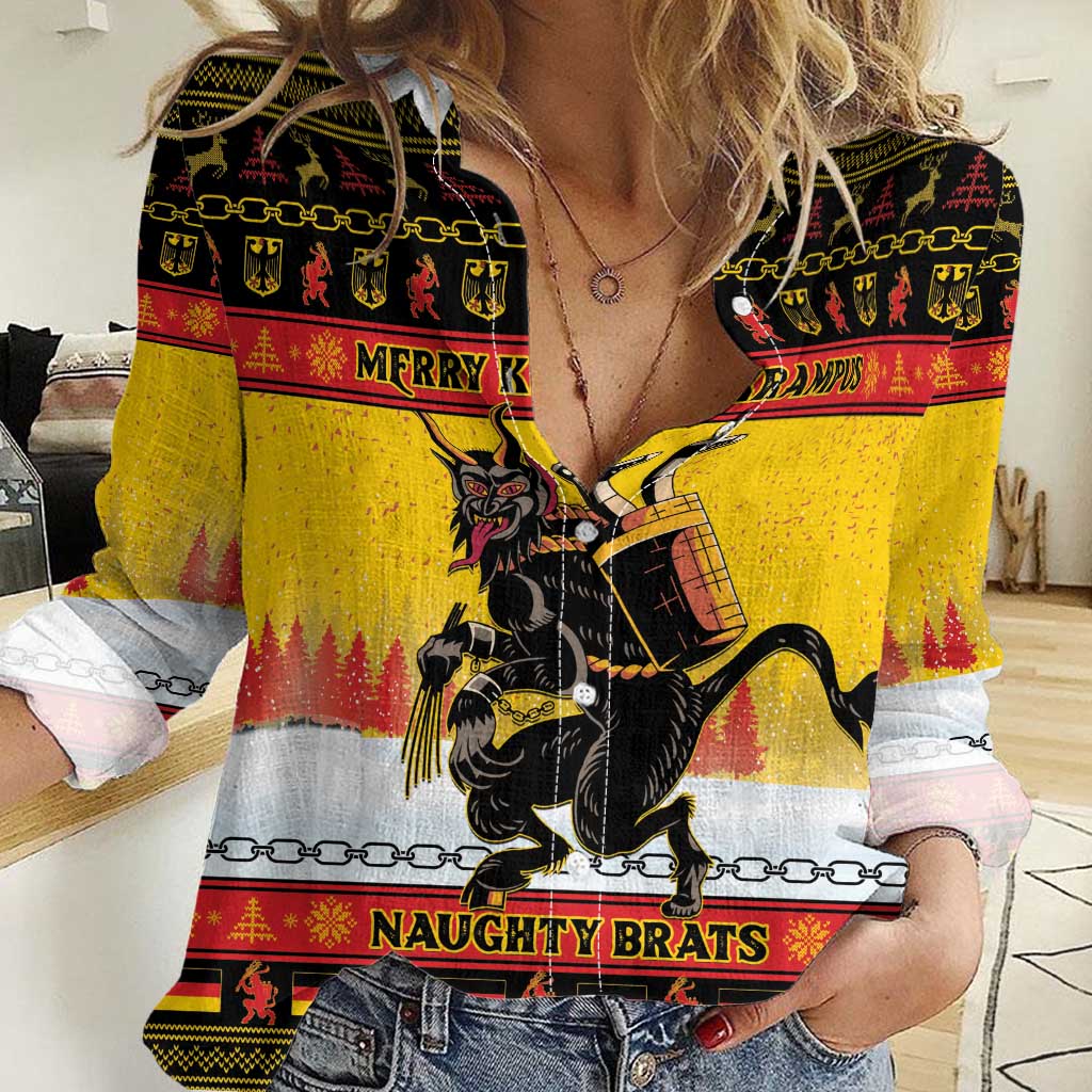 Personalised Germany Christmas Women Casual Shirt Merry Krampus - Wonder Print Shop