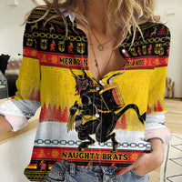 Personalised Germany Christmas Women Casual Shirt Merry Krampus - Wonder Print Shop