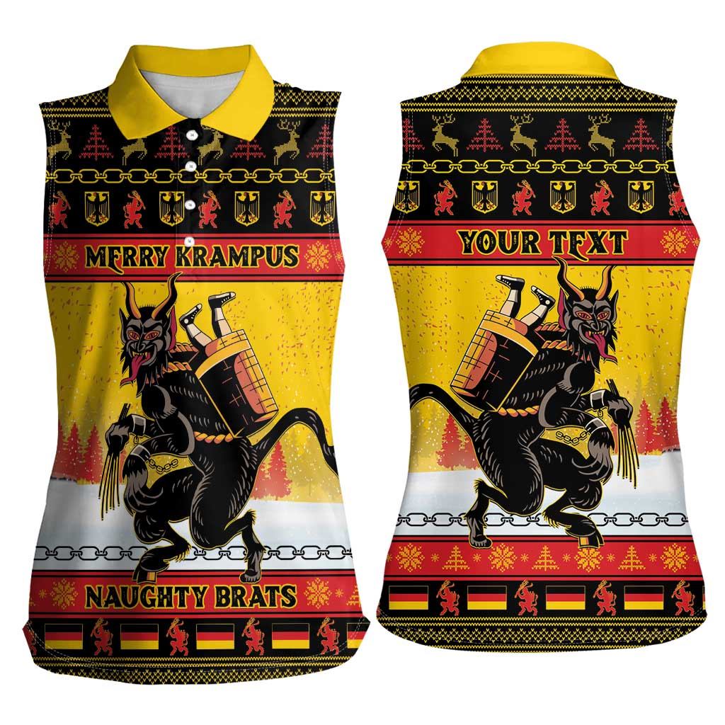 Personalised Germany Christmas Women Sleeveless Polo Shirt Merry Krampus - Wonder Print Shop