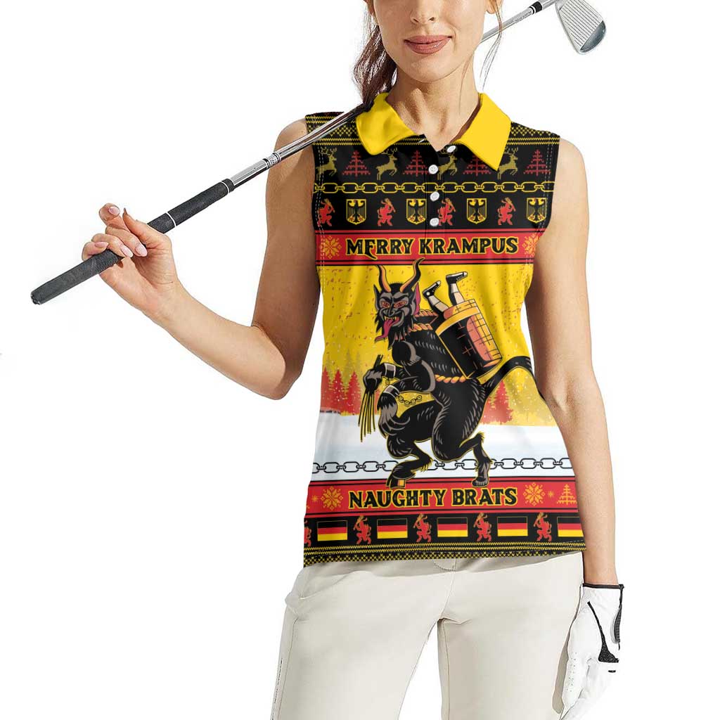 Personalised Germany Christmas Women Sleeveless Polo Shirt Merry Krampus - Wonder Print Shop