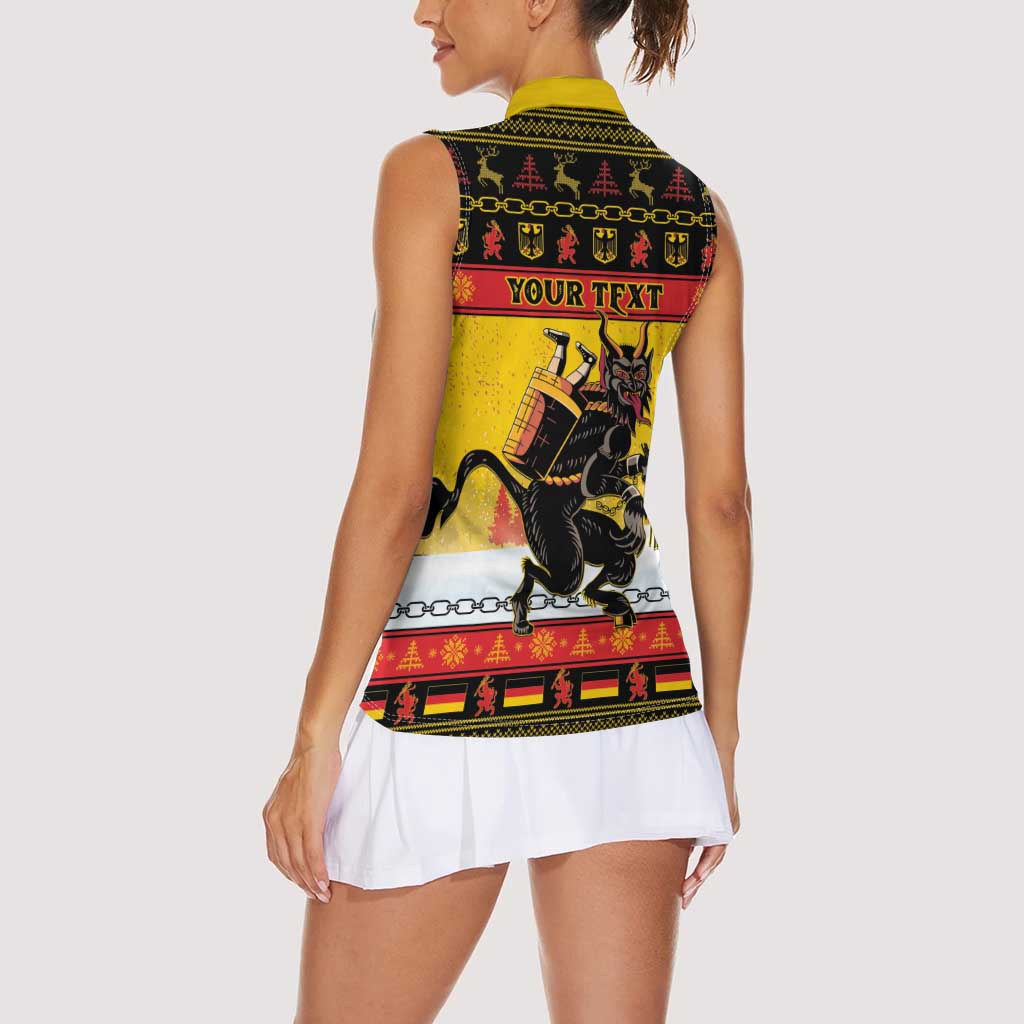 Personalised Germany Christmas Women Sleeveless Polo Shirt Merry Krampus - Wonder Print Shop