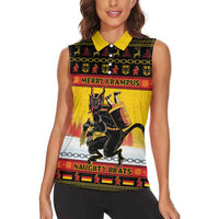 Personalised Germany Christmas Women Sleeveless Polo Shirt Merry Krampus - Wonder Print Shop
