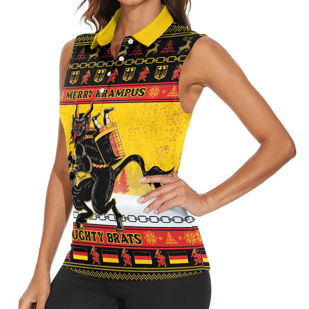 Personalised Germany Christmas Women Sleeveless Polo Shirt Merry Krampus - Wonder Print Shop