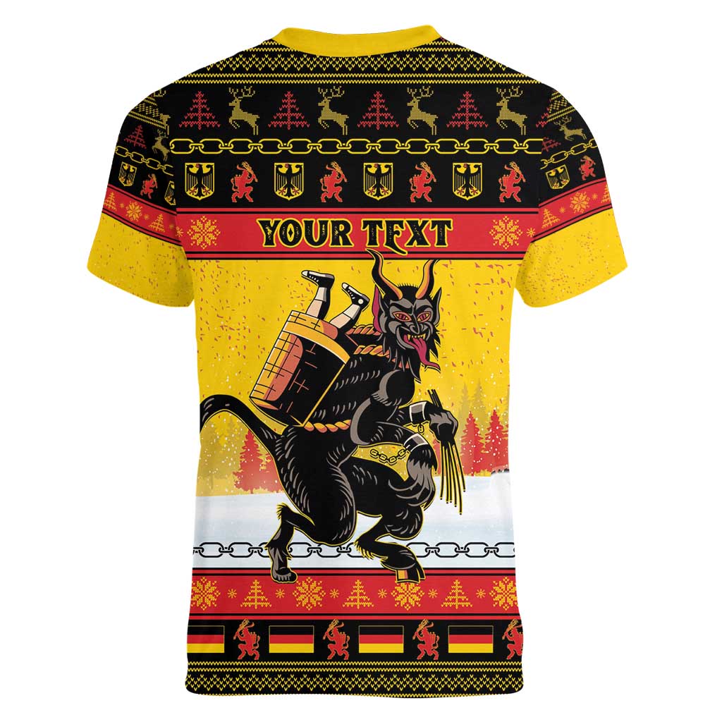 Personalised Germany Christmas Women V-Neck T-Shirt Merry Krampus - Wonder Print Shop