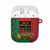 Happy Kwanzaa AirPods Case Kinara With Kente Pattern - Wonder Print Shop