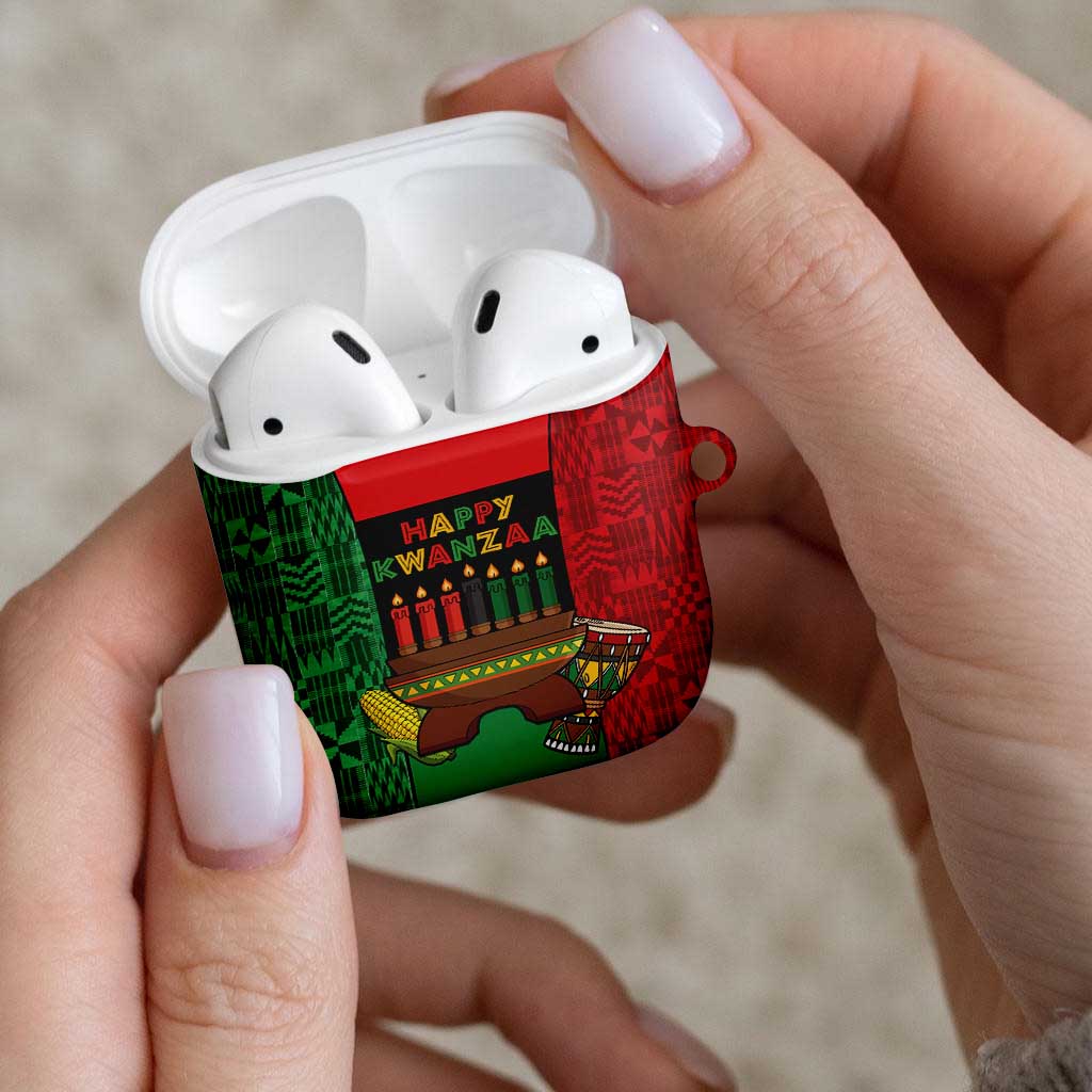 Happy Kwanzaa AirPods Case Kinara With Kente Pattern - Wonder Print Shop