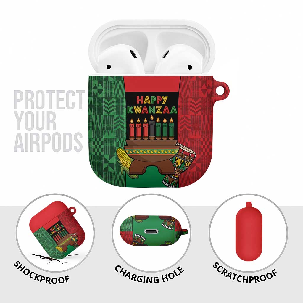 Happy Kwanzaa AirPods Case Kinara With Kente Pattern - Wonder Print Shop