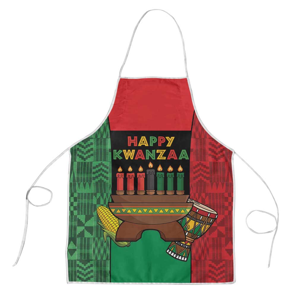 Happy Kwanzaa Apron Kinara With Kente Pattern - Wonder Print Shop