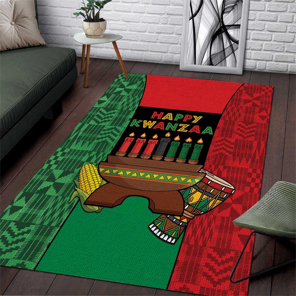 Happy Kwanzaa Area Rug Kinara With Kente Pattern - Wonder Print Shop
