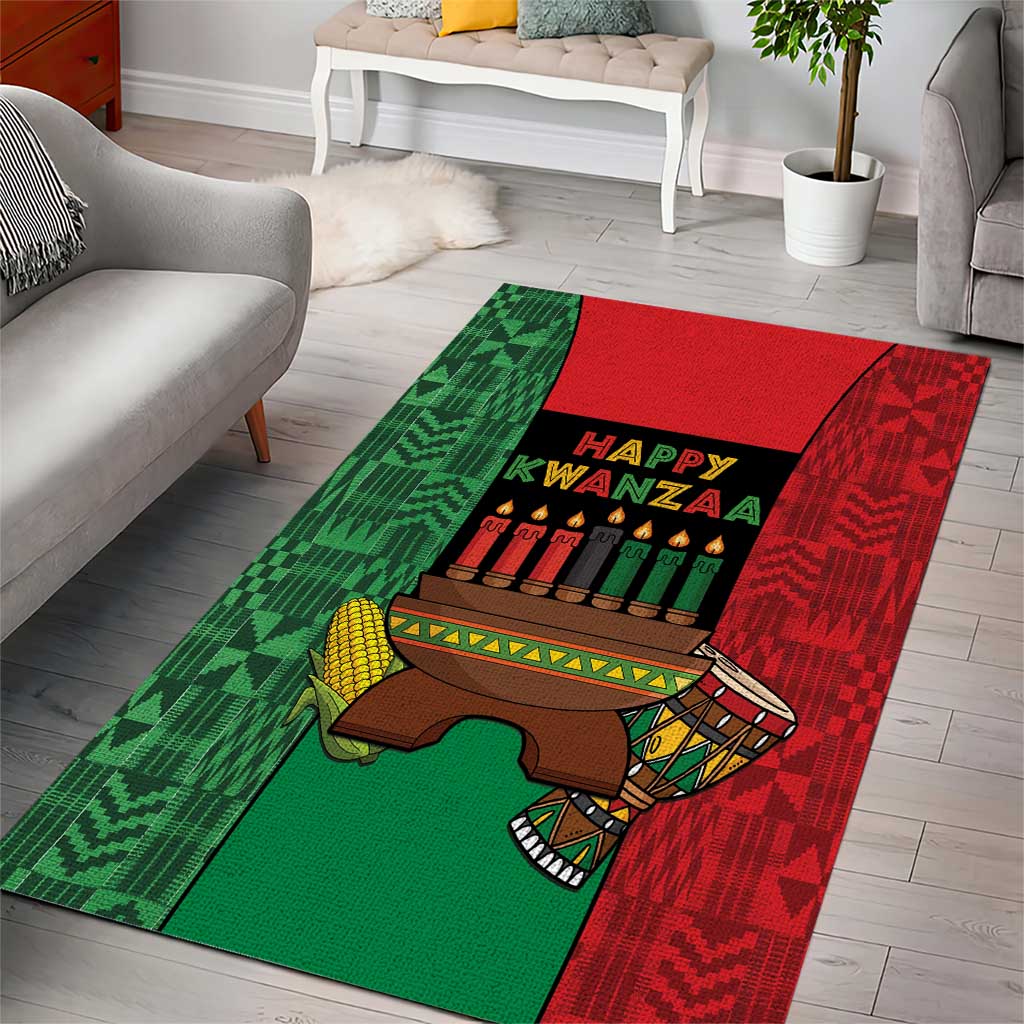 Happy Kwanzaa Area Rug Kinara With Kente Pattern - Wonder Print Shop