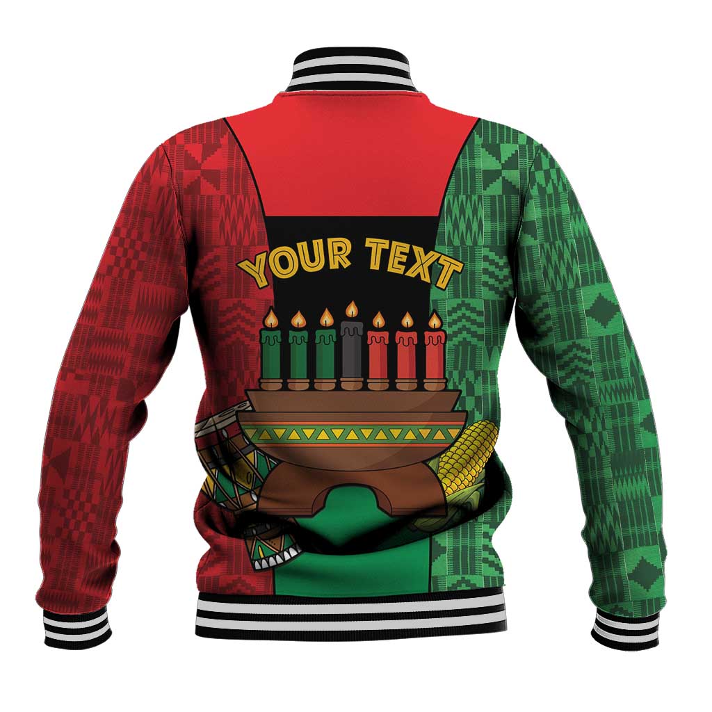Personalized Happy Kwanzaa Baseball Jacket Kinara With Kente Pattern - Wonder Print Shop