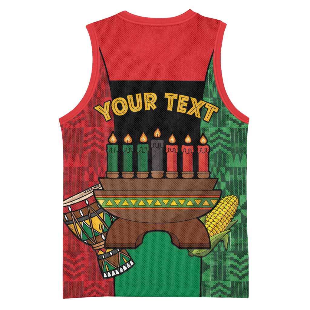 Personalized Happy Kwanzaa Basketball Jersey Kinara With Kente Pattern - Wonder Print Shop