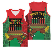 Personalized Happy Kwanzaa Basketball Jersey Kinara With Kente Pattern - Wonder Print Shop