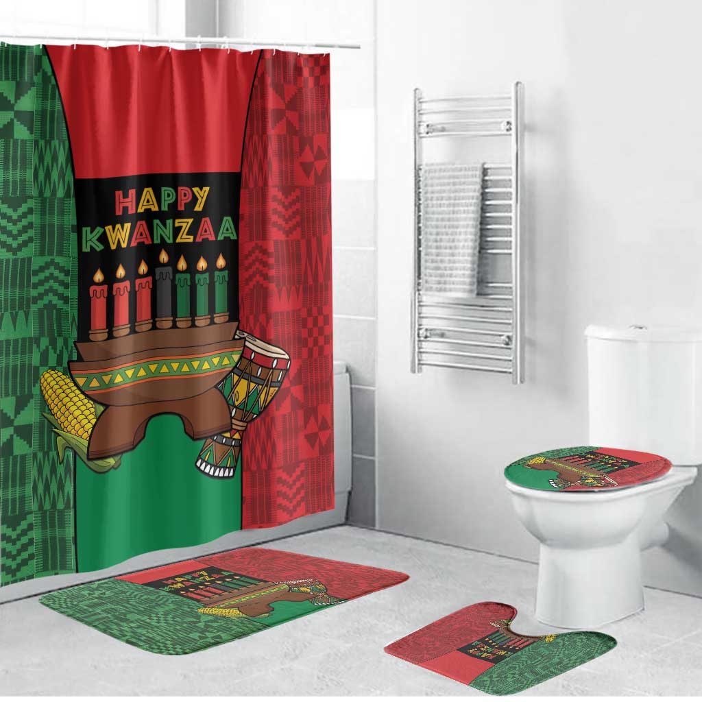 Happy Kwanzaa Bathroom Set Kinara With Kente Pattern - Wonder Print Shop