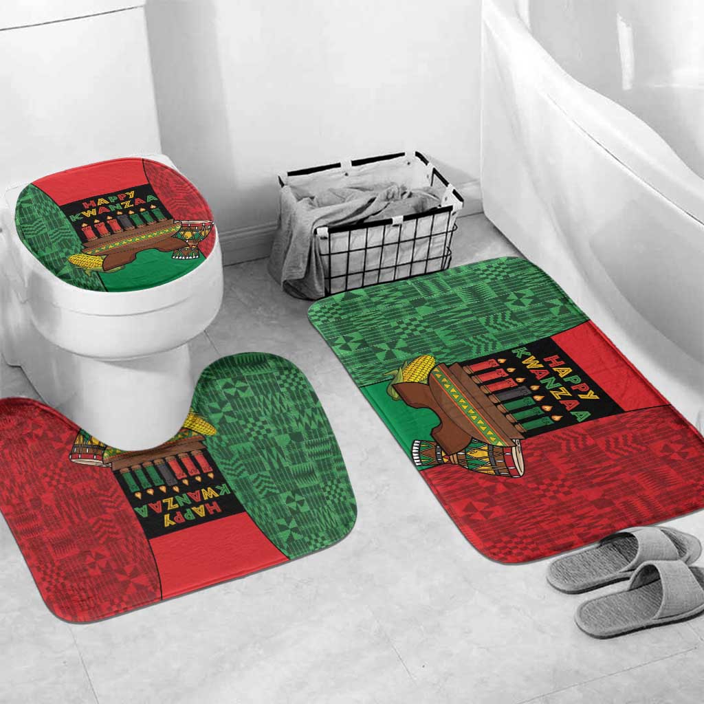 Happy Kwanzaa Bathroom Set Kinara With Kente Pattern - Wonder Print Shop