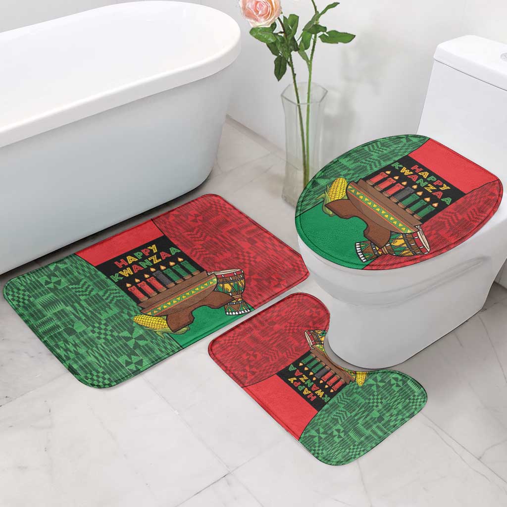 Happy Kwanzaa Bathroom Set Kinara With Kente Pattern - Wonder Print Shop
