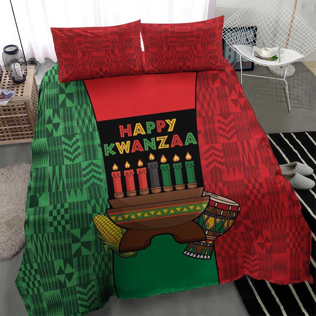 Happy Kwanzaa Bedding Set Kinara With Kente Pattern - Wonder Print Shop