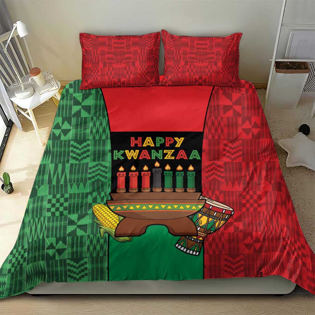 Happy Kwanzaa Bedding Set Kinara With Kente Pattern - Wonder Print Shop