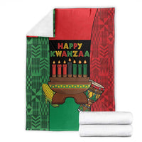 Happy Kwanzaa Blanket Kinara With Kente Pattern - Wonder Print Shop