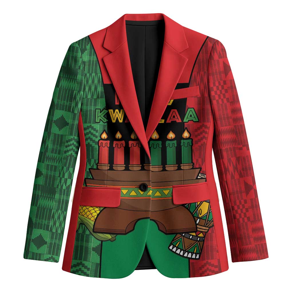 Personalized Happy Kwanzaa Blazer Kinara With Kente Pattern - Wonder Print Shop