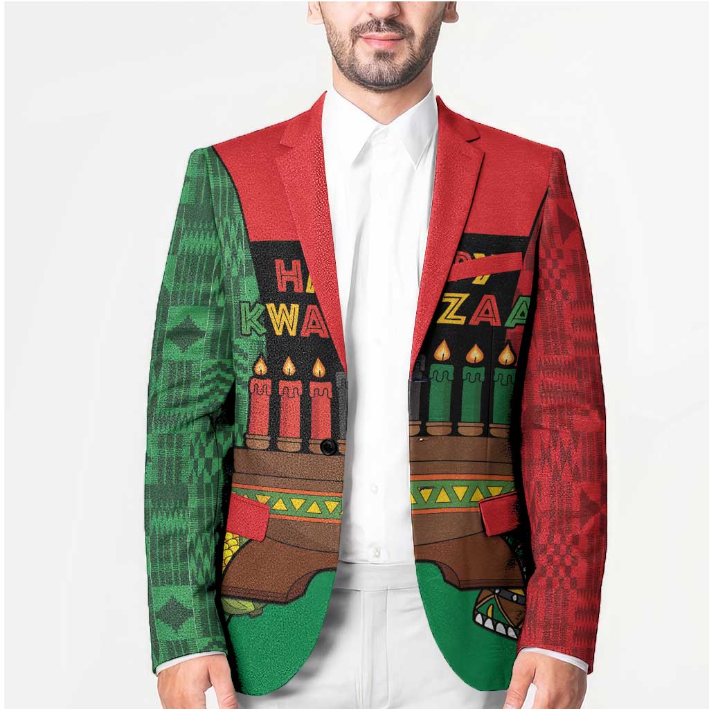 Personalized Happy Kwanzaa Blazer Kinara With Kente Pattern - Wonder Print Shop