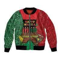 Personalized Happy Kwanzaa Bomber Jacket Kinara With Kente Pattern - Wonder Print Shop