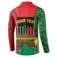 Personalized Happy Kwanzaa Button Sweatshirt Kinara With Kente Pattern - Wonder Print Shop