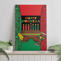 Happy Kwanzaa Canvas Wall Art Kinara With Kente Pattern - Wonder Print Shop